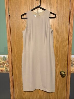 Jones Wear Sleeveless Beige Midi Sheath Dress